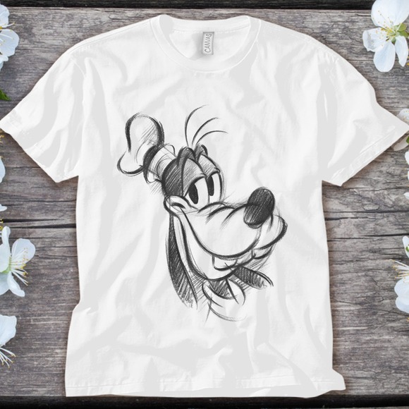 Disney Goofy Sketch Portrait Funny Face Unisex Adult T-shirt Kid Shirt - Picture 1 of 2